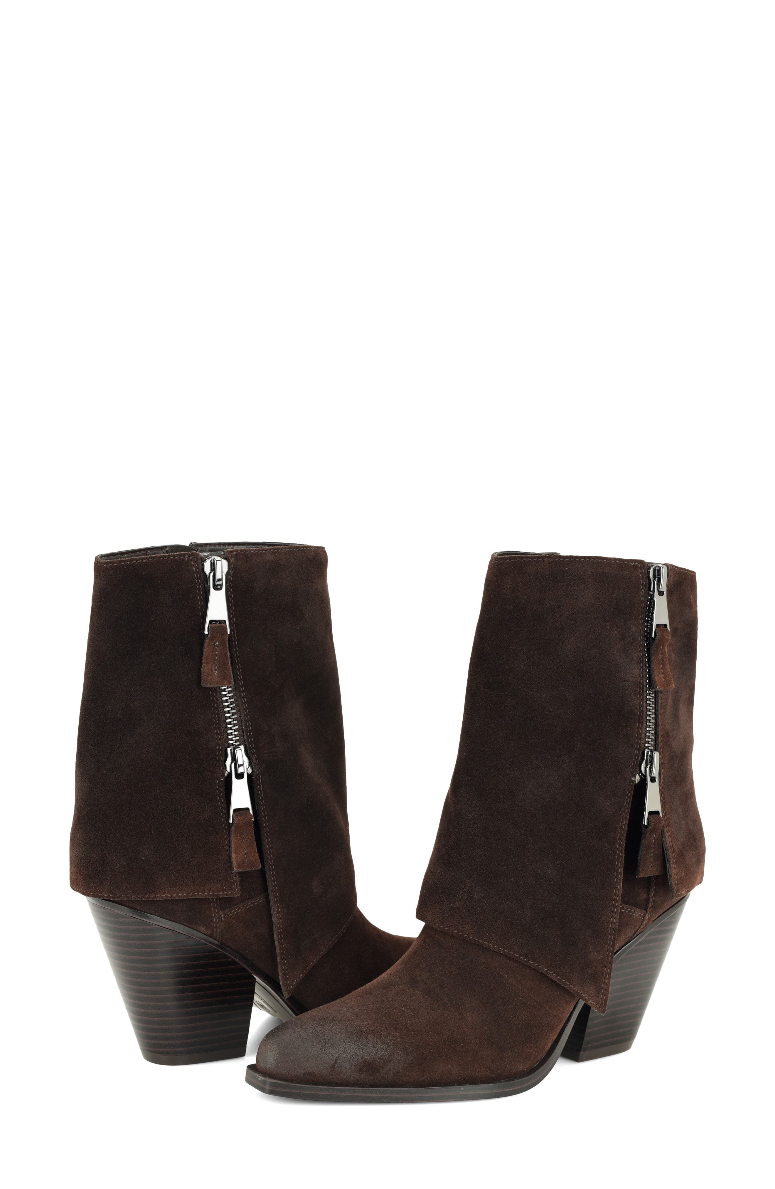Umberto Pointed Toe Leather Bootie, Alternate, color, DBR01