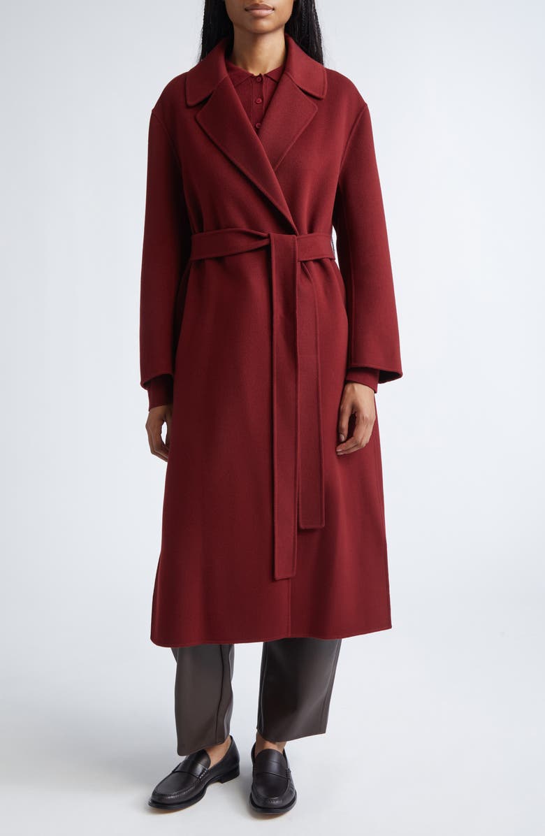 Max Mara Luna Virgin Wool Wrap Coat, Main, color, Raspberry