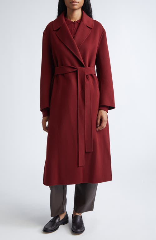 Max Mara Luna Virgin Wool Wrap Coat In Burgundy