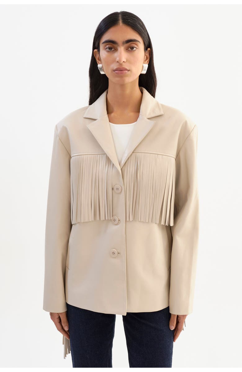 LAMARQUE Rianne | Leather Fringe Jacket, Main, color, Bone