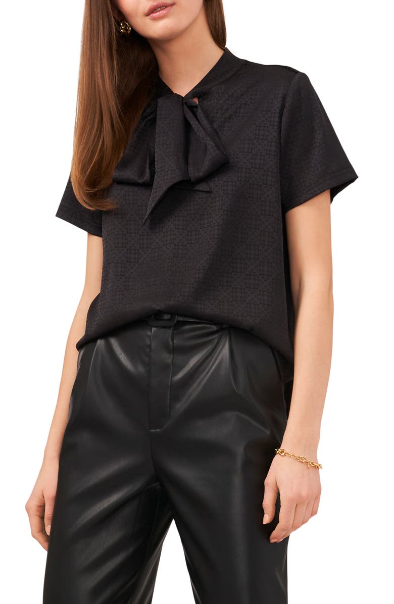 Vince Camuto Tie Detail Jacquard Blouse, Main, color,