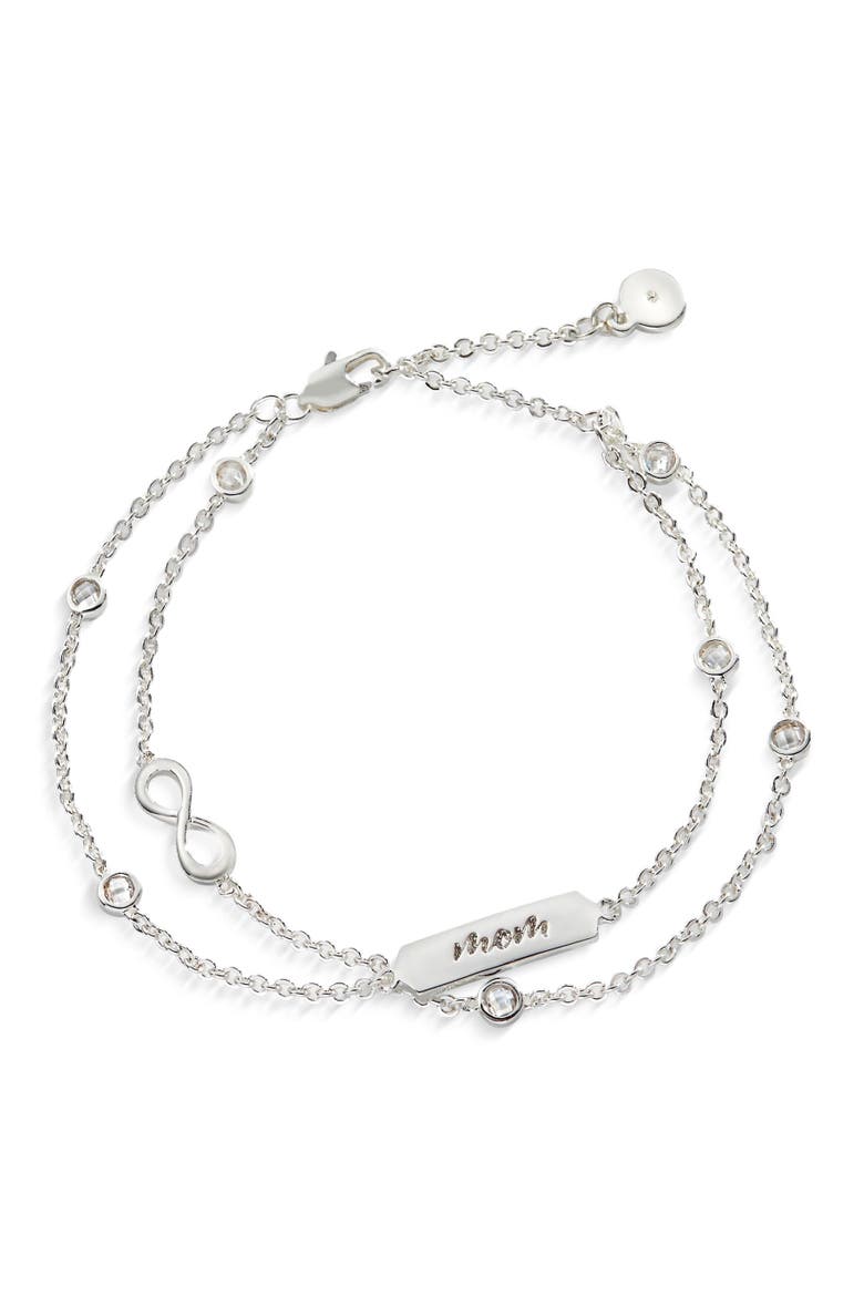 Mom' Infinity Chain Bracelet, Adjustable, Main, color, Silver