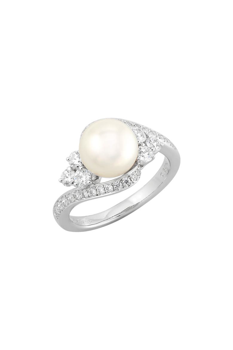 Classic Pearl & Diamond Ring, Main, color, 18KW