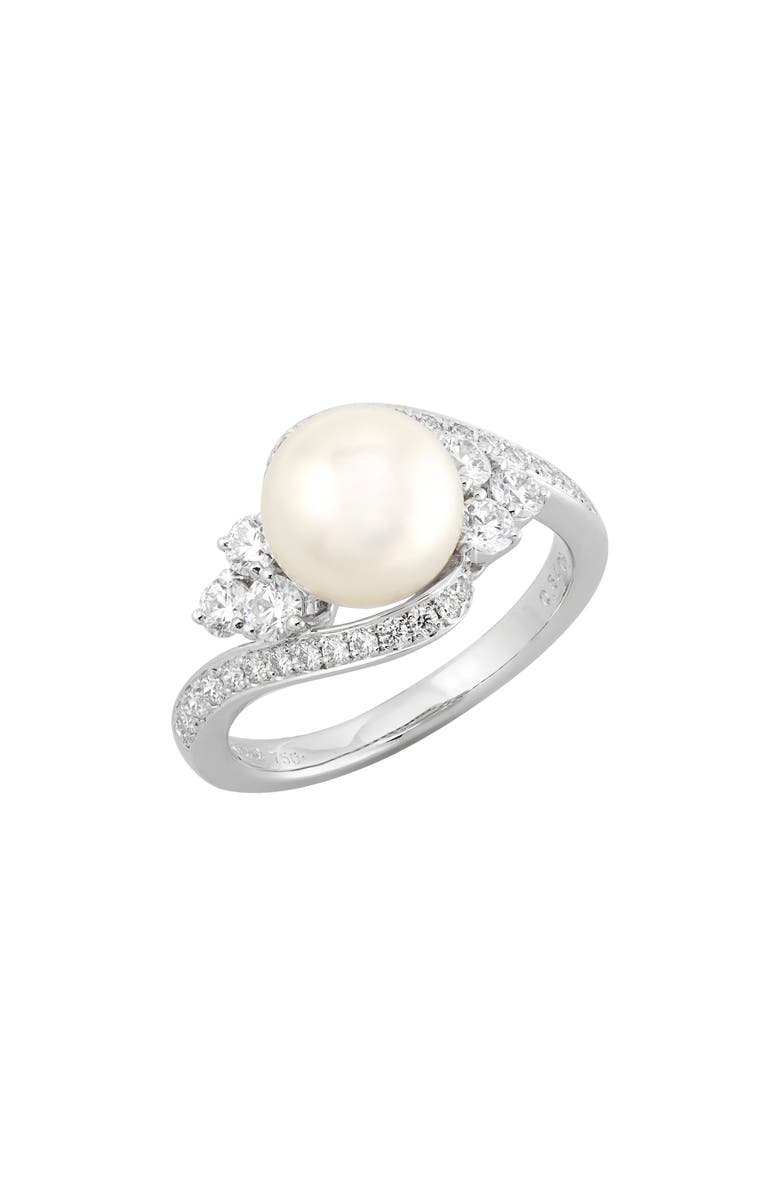 Mikimoto Classic Pearl & Diamond Ring, Main, color, 18Kw