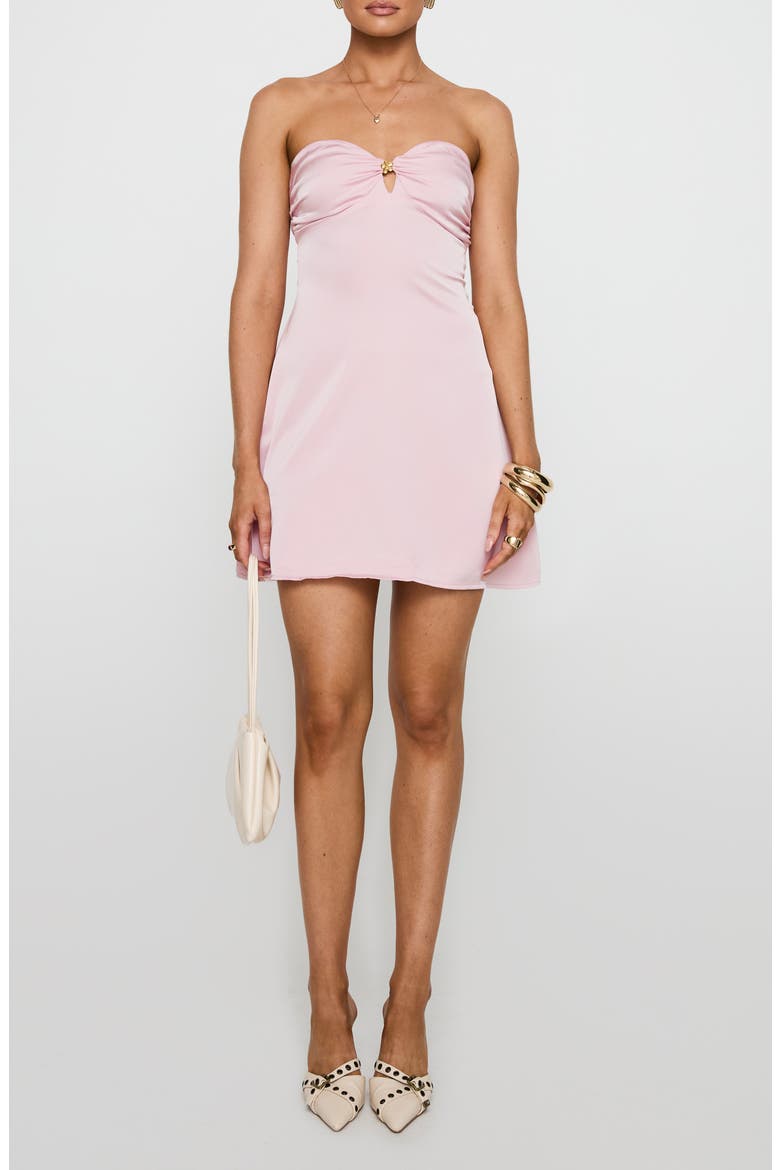 Americano Strapless Satin Cocktail Minidress, Main, color, PINK