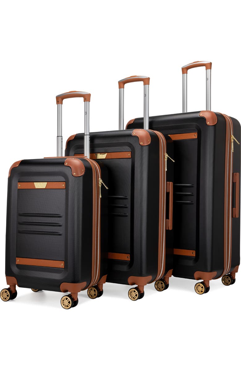 19V69 ITALIA Vintage 3 Piece Expandable Spinner Luggage Set, Alternate, color, Black