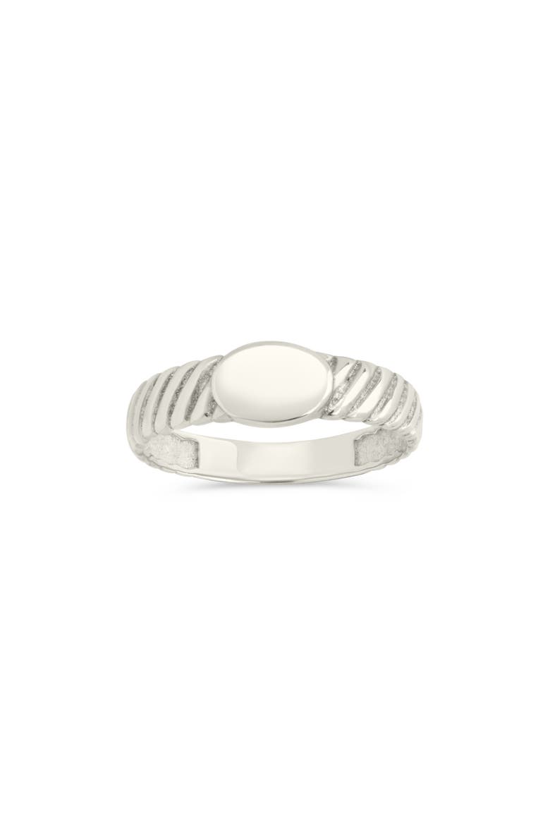 Dixie Ribbed Signet Ring, Main, color, SILVER