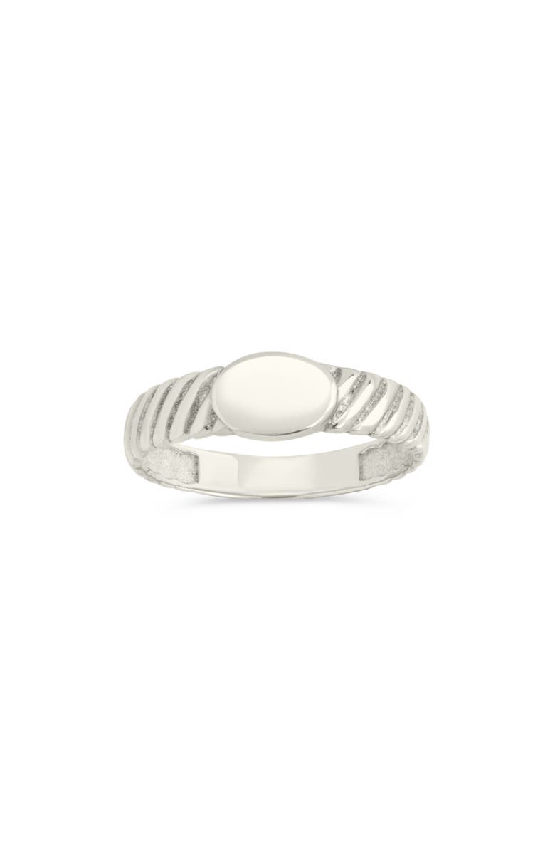 Sterling Forever Dixie Ribbed Signet Ring, Main, color, Silver
