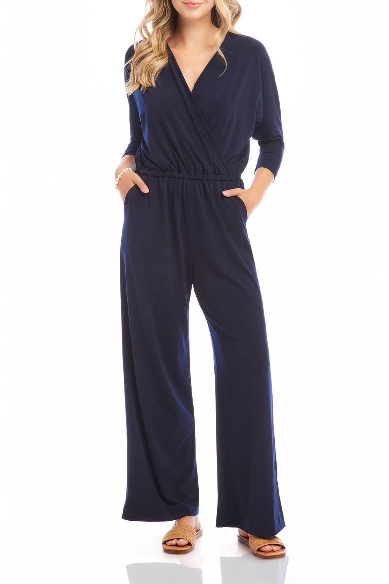 Travel Jersey Wide Leg Jumpsuit, Main, color, NAVY