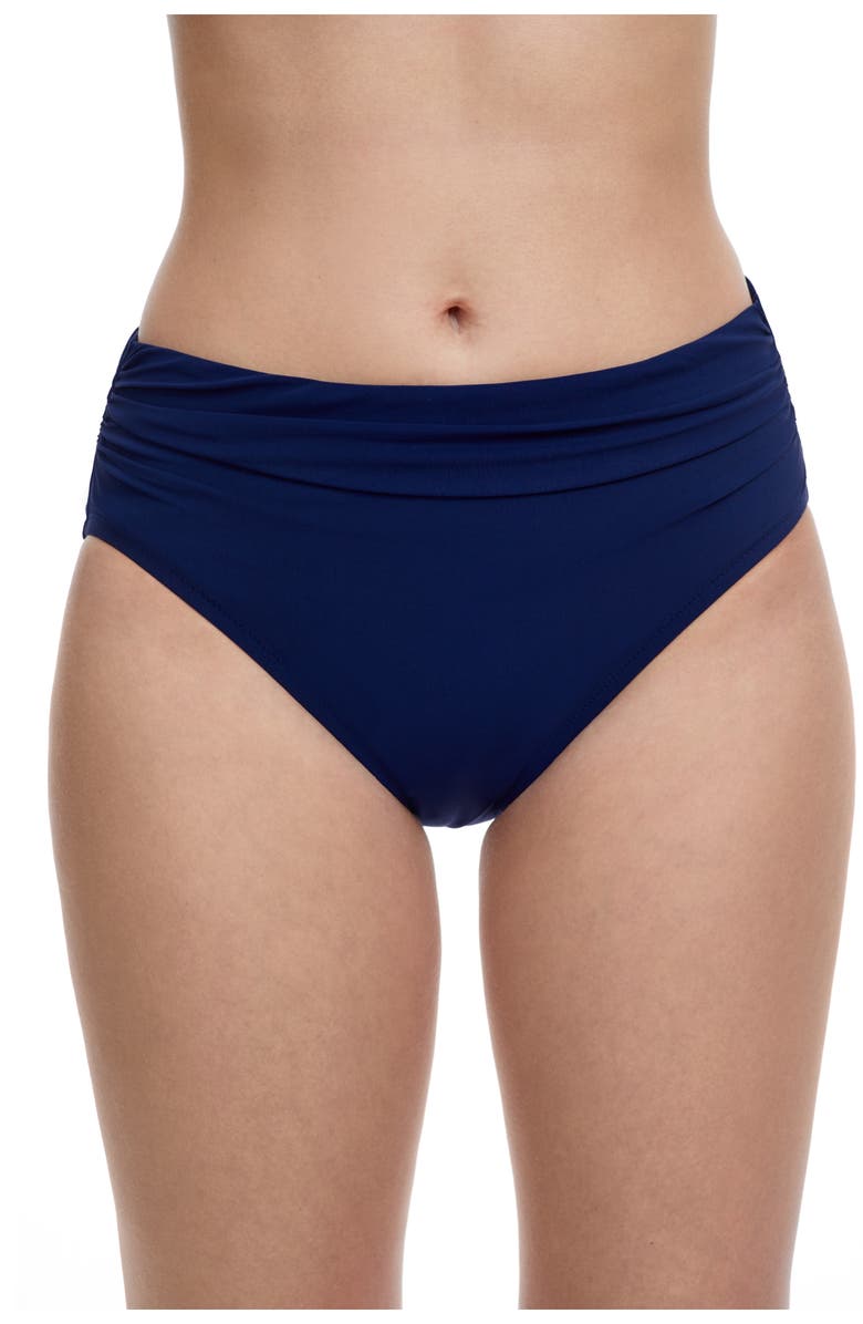 Profile by Gottex Tutti Frutti High Waist Side Shirred Swim Bottom, Main, color, Navy