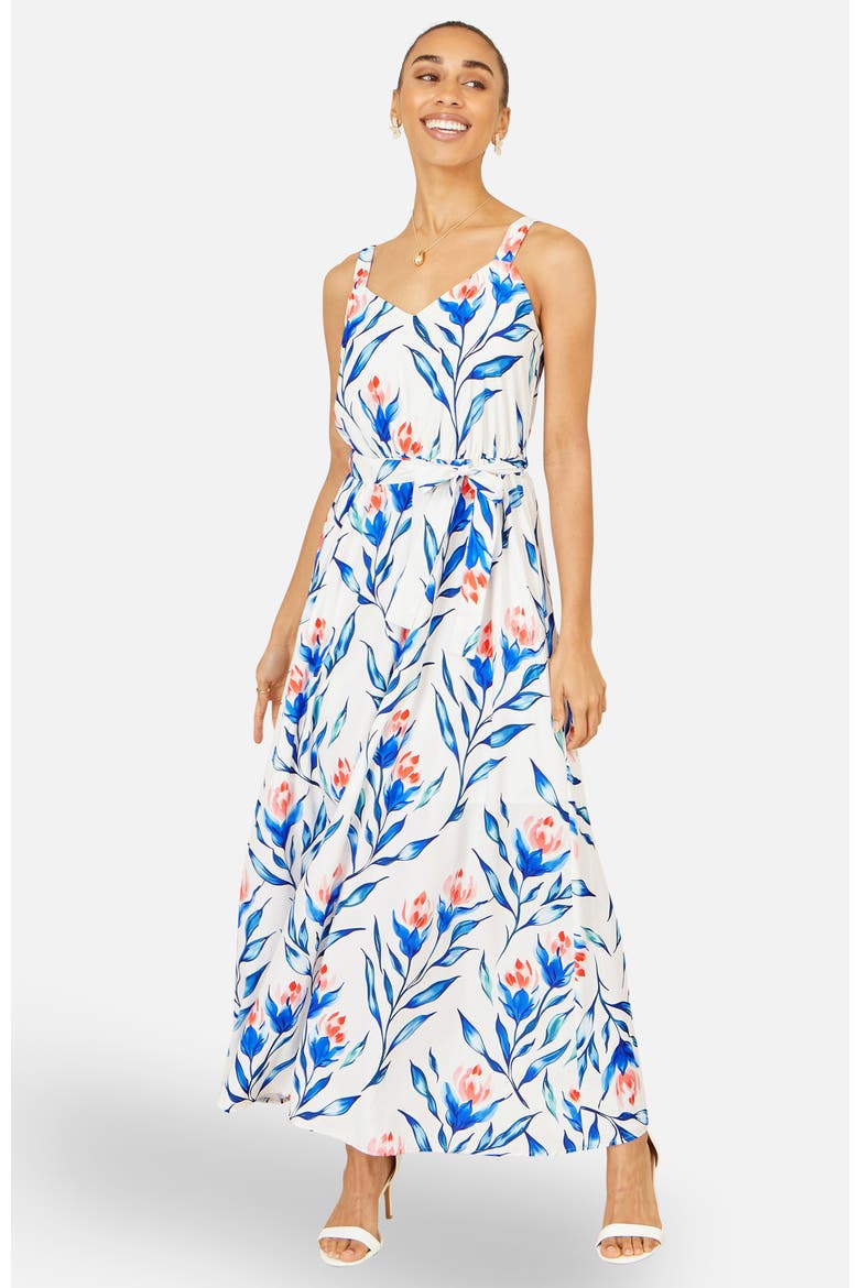 Floral Print Maxi Sun Dress, Main, color, White