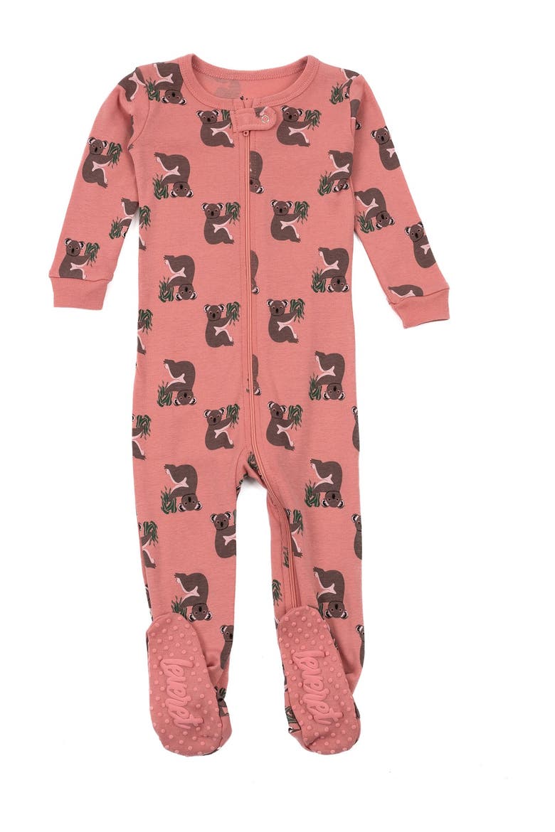 Footed Cotton Pajamas Matching Family Coordinated Prints, Main, color, PINK