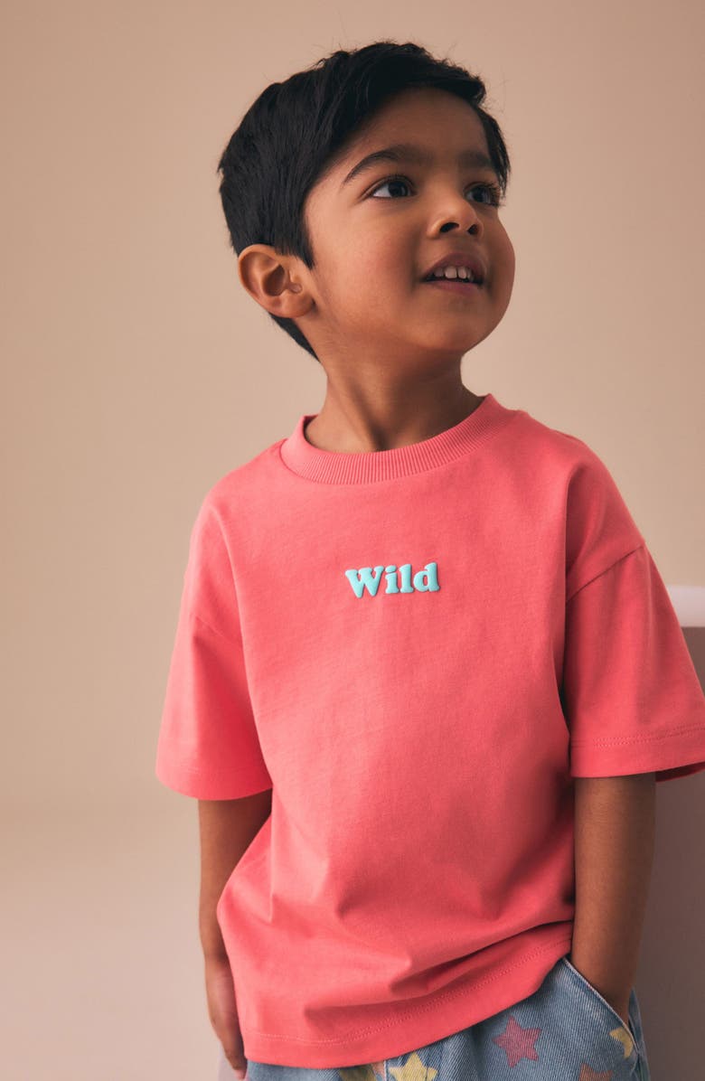 NEXT Kids' Wild Graphic T-Shirt, Alternate, color, Coral Pink Wild Slogan