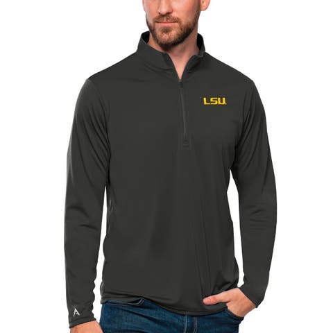 Men's Antigua Charcoal LSU Tigers Tribute Quarter-Zip Top