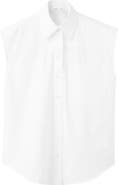 MANGO Starring Hailey Bieber Short Sleeve Cotton Poplin Button-Up Shirt