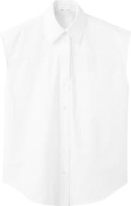 MANGO Starring Hailey Bieber Short Sleeve Cotton Poplin Button-Up Shirt