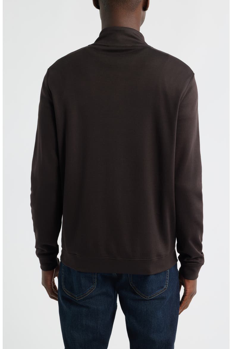 Pima Cotton Interlock Quarter Zip Pullover, Alternate, color, DARK CHOCOLATE