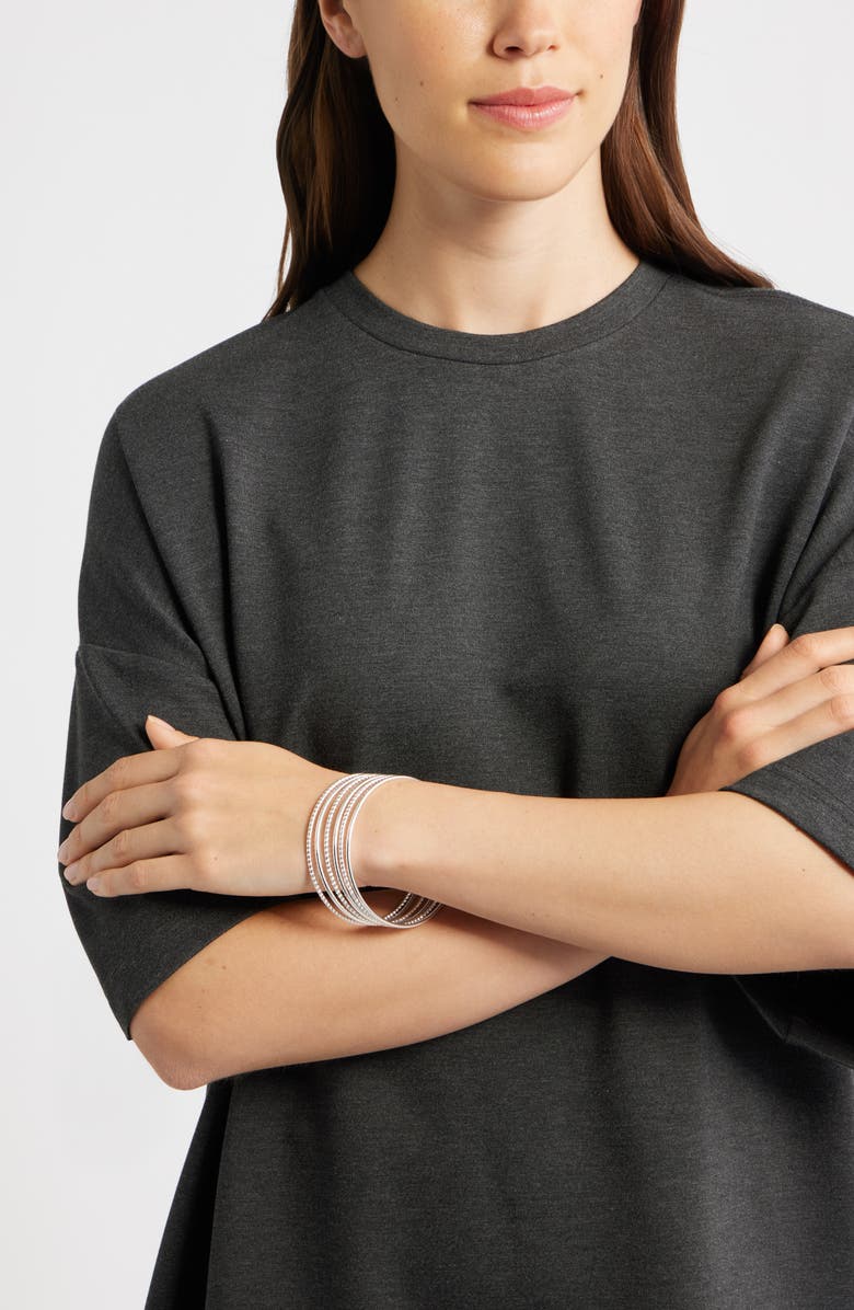 Nordstrom Set of 5 Mixed Texture Bangle Bracelets, Alternate, color, Silver