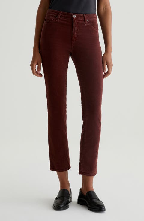 Mari Slim Straight Leg Corduroy Pants