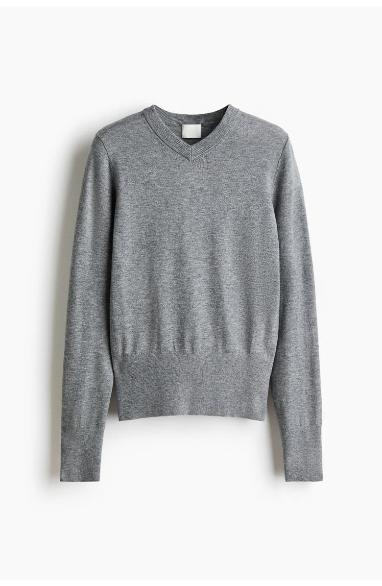H&M V-neck Jumper, Main, color, Gray Melange