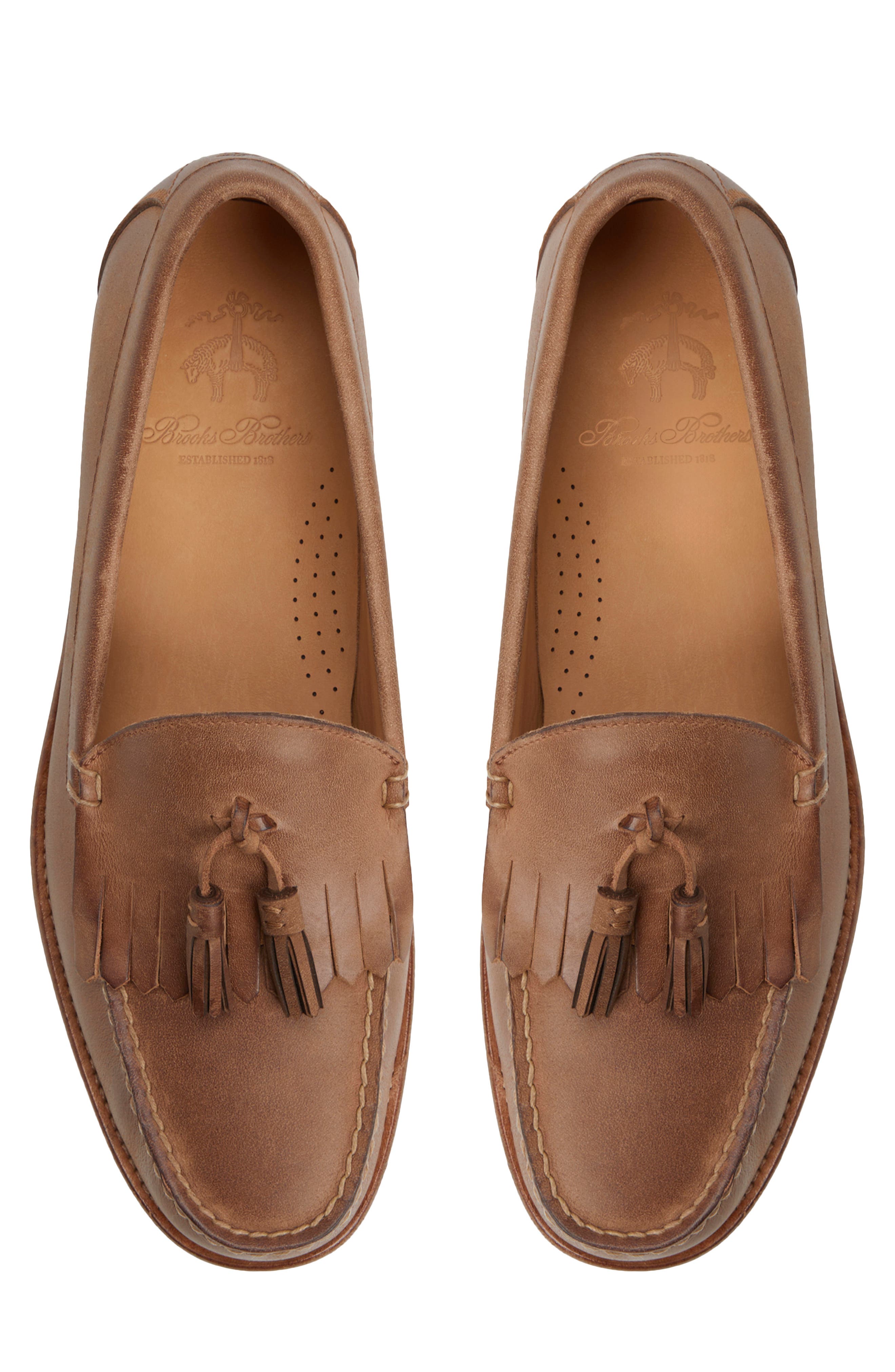 Brooks Brothers Edison Kiltie Loafer, Alternate, color, Chestnut Leather Nubuck