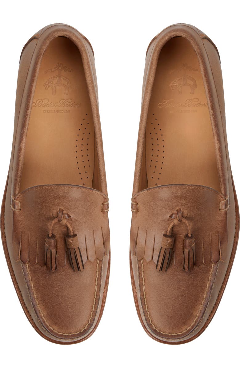 Brooks Brothers Edison Kiltie Loafer, Alternate, color, Chestnut Leather Nubuck