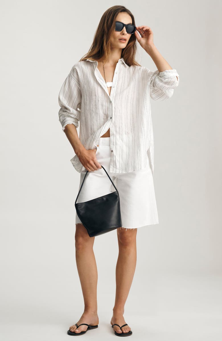 Mavi Jeans Stripe Relaxed Fit Linen Button-Up Shirt, Alternate, color,