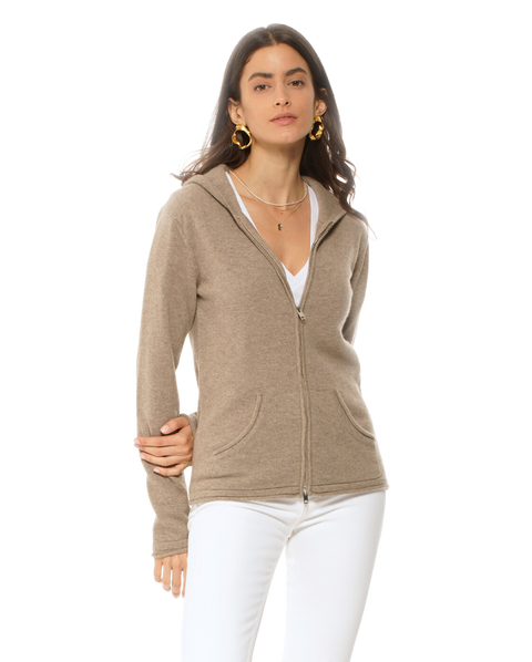 Pure Cashmere Double Zip Hoodie Sweater
