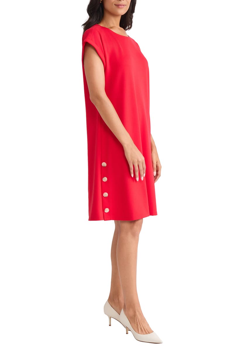 Jones New York Side Button Swing Dress, Alternate, color, Deep Rouge