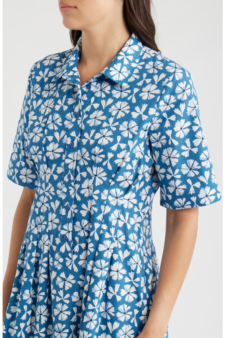 Organic Cotton Midi Shirtdress, Alternate, color, BOLD CORNFLOWER SAILBOATS