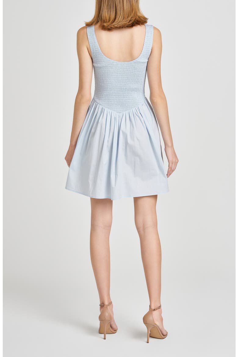 Dana Smock Bodice Stretch Cotton Minidress, Alternate, color, BLUE