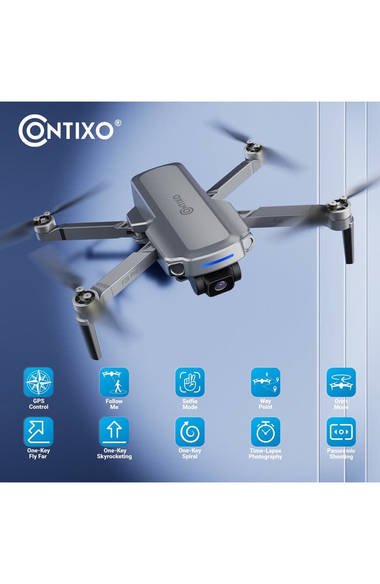CONTIXO 4K Foldable Camera Drone, Alternate, color, Grey