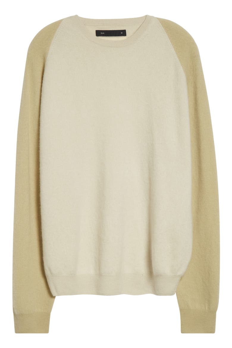 Colorblock Cashmere Sweater, Alternate, color, CHALK/ FADED BEIGE