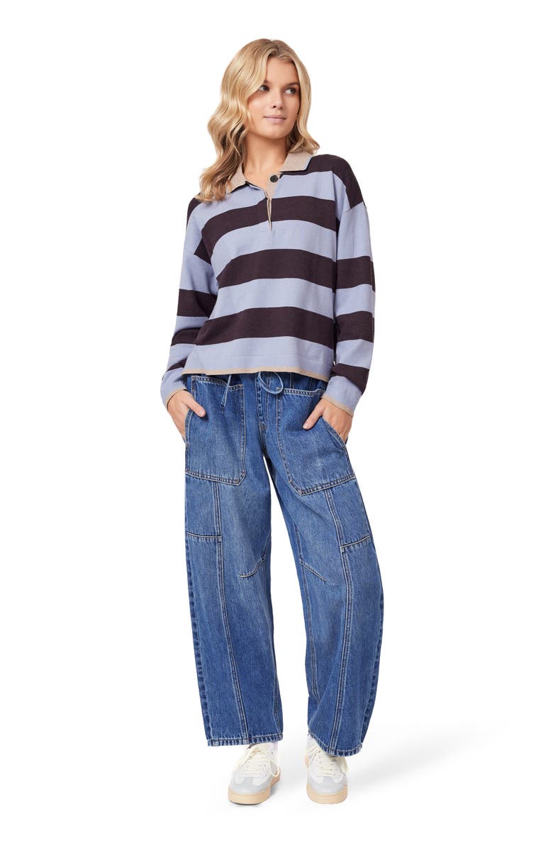 Scotch & Soda Stripe Polo Sweater, Alternate, color, Eventide / Seal Brown