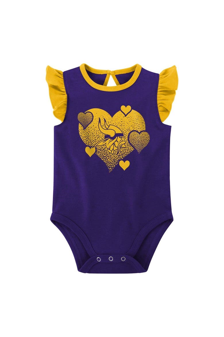 Girls Newborn & Infant Purple/Gold Minnesota Vikings Spread the Love 2-Pack Bodysuit Set, Alternate, color, Purple