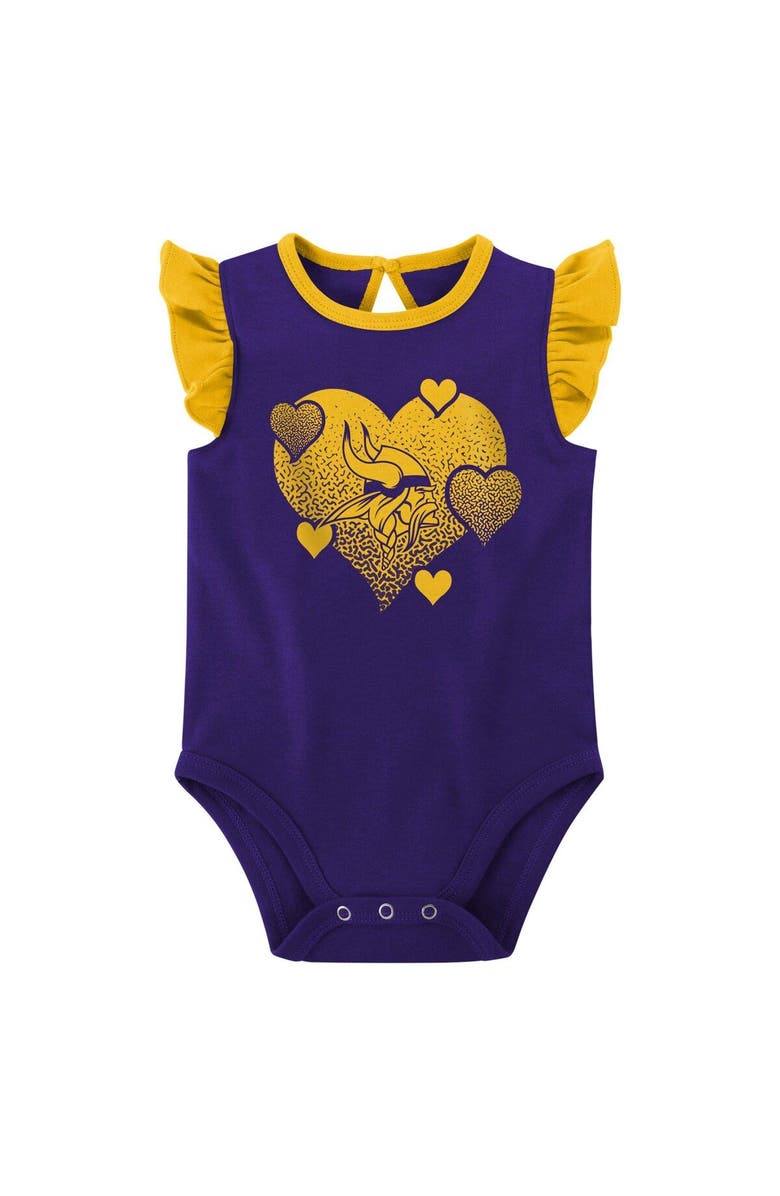 Outerstuff Girls Newborn & Infant Purple/Gold Minnesota Vikings Spread the Love 2-Pack Bodysuit Set, Alternate, color, 