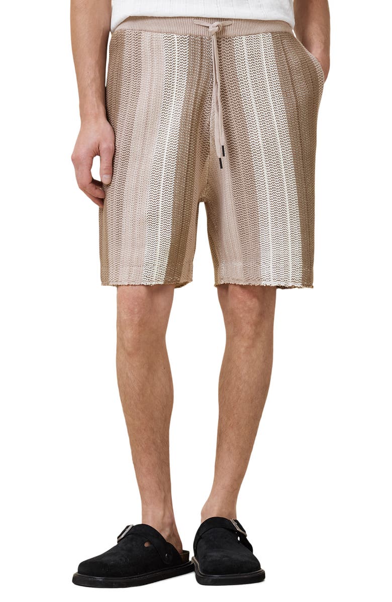 AllSaints Truck Stripe Cotton Shorts, Main, color, Plaster Taupe