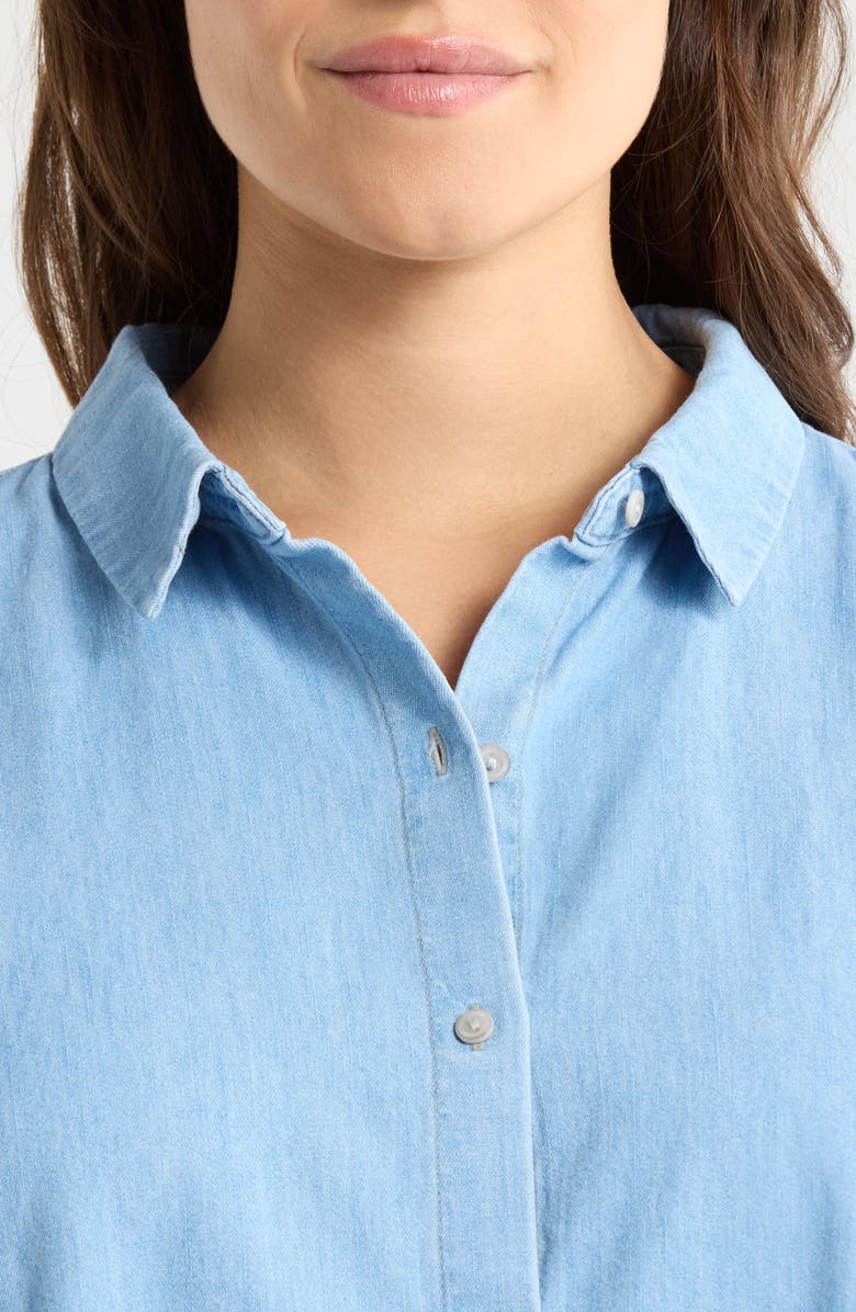 Eileen Fisher Classic Collar Elbow Length Sleeve Organic Cotton Button-Up Shirt, Alternate, color,