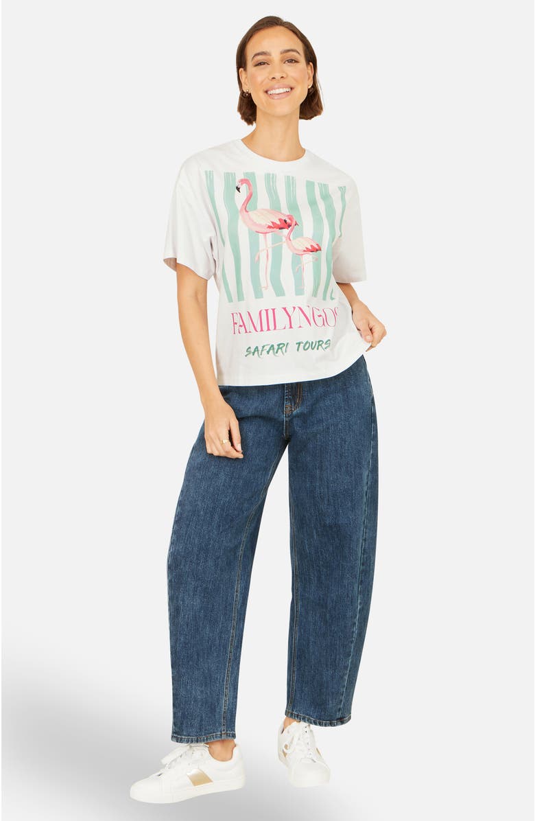 Yumi Retro Flamingo Cotton T-Shirt, Alternate, color, White