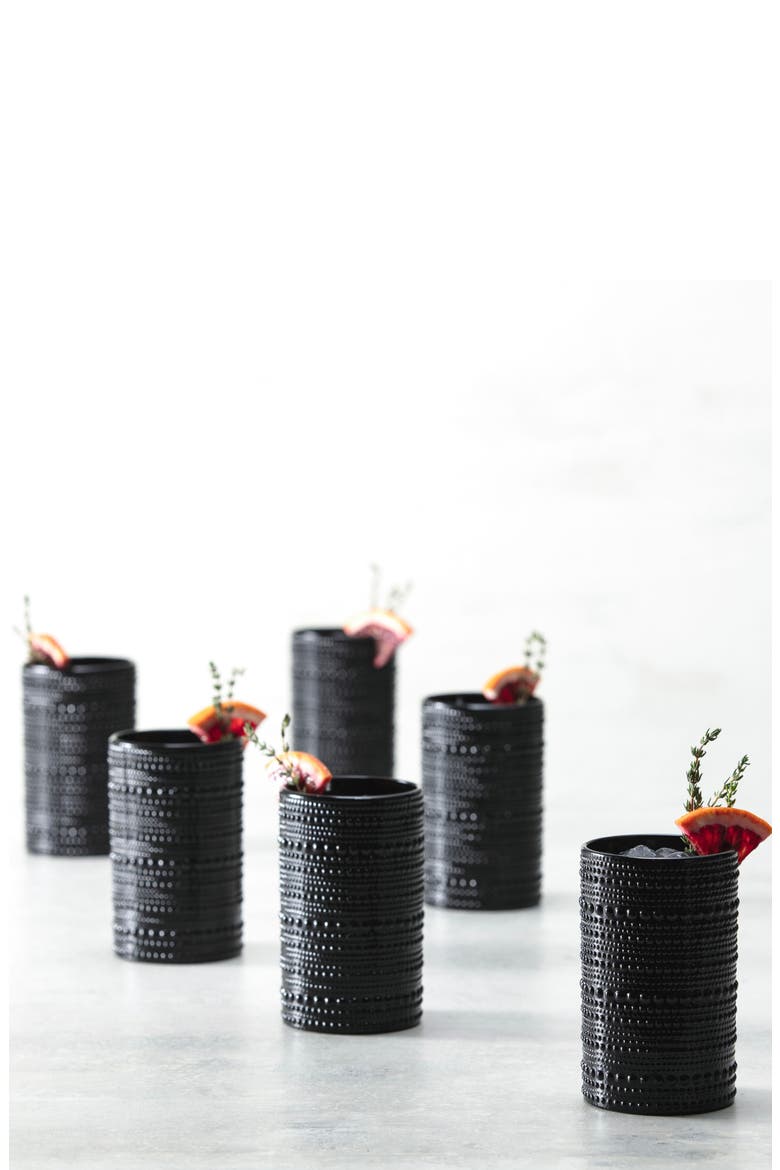 Jupiter Set of 6 Iced Beverage Glasses, Alternate, color, BLACK