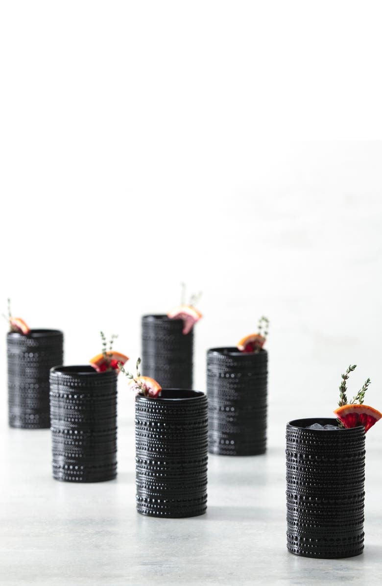 Fortessa Jupiter Set of 6 Iced Beverage Glasses, Alternate, color, Black