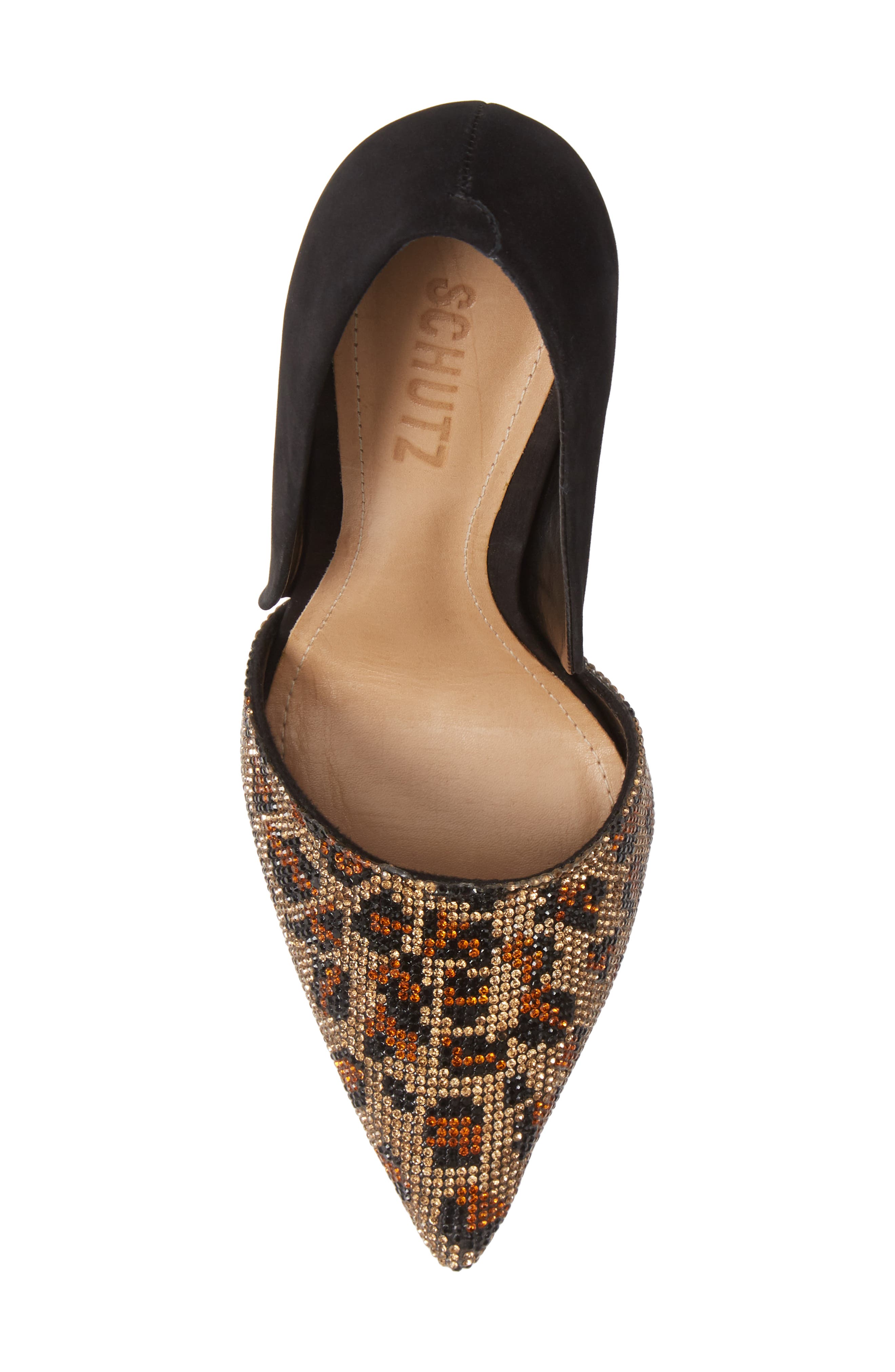 Schutz Totia Crystal Leopard Pointed Toe Pump, Alternate, color, 