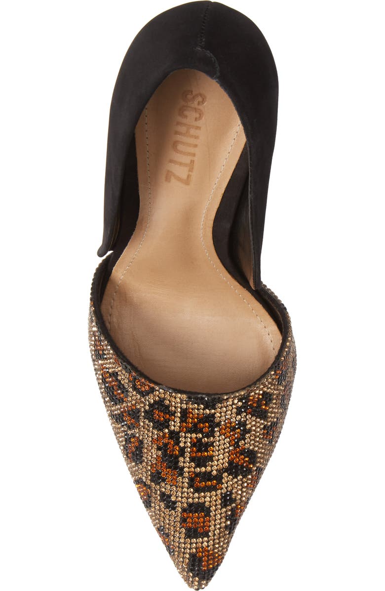 Schutz Totia Crystal Leopard Pointed Toe Pump, Alternate, color,