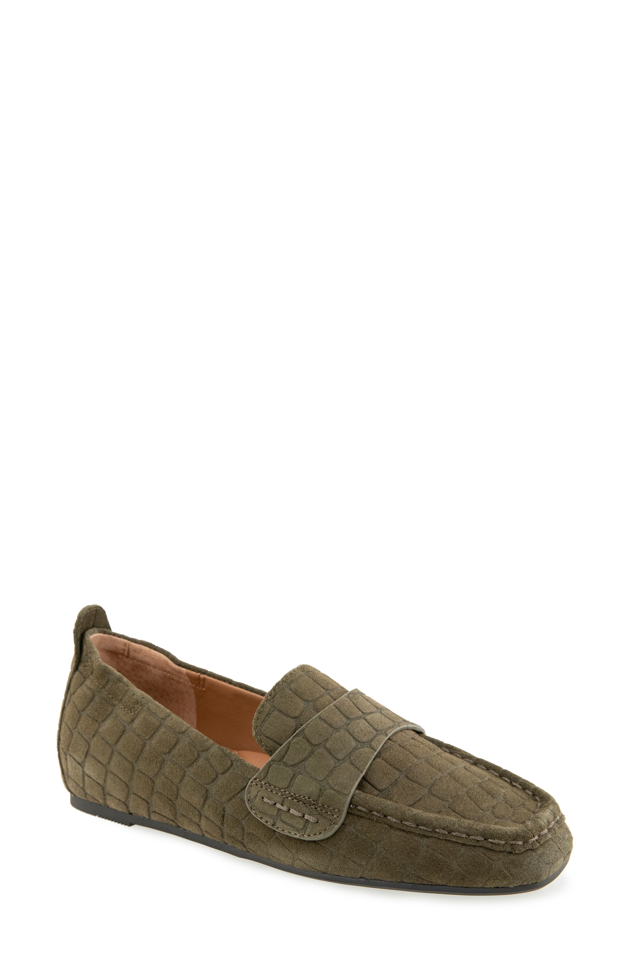 OLIVE EMBOSSED SUEDE