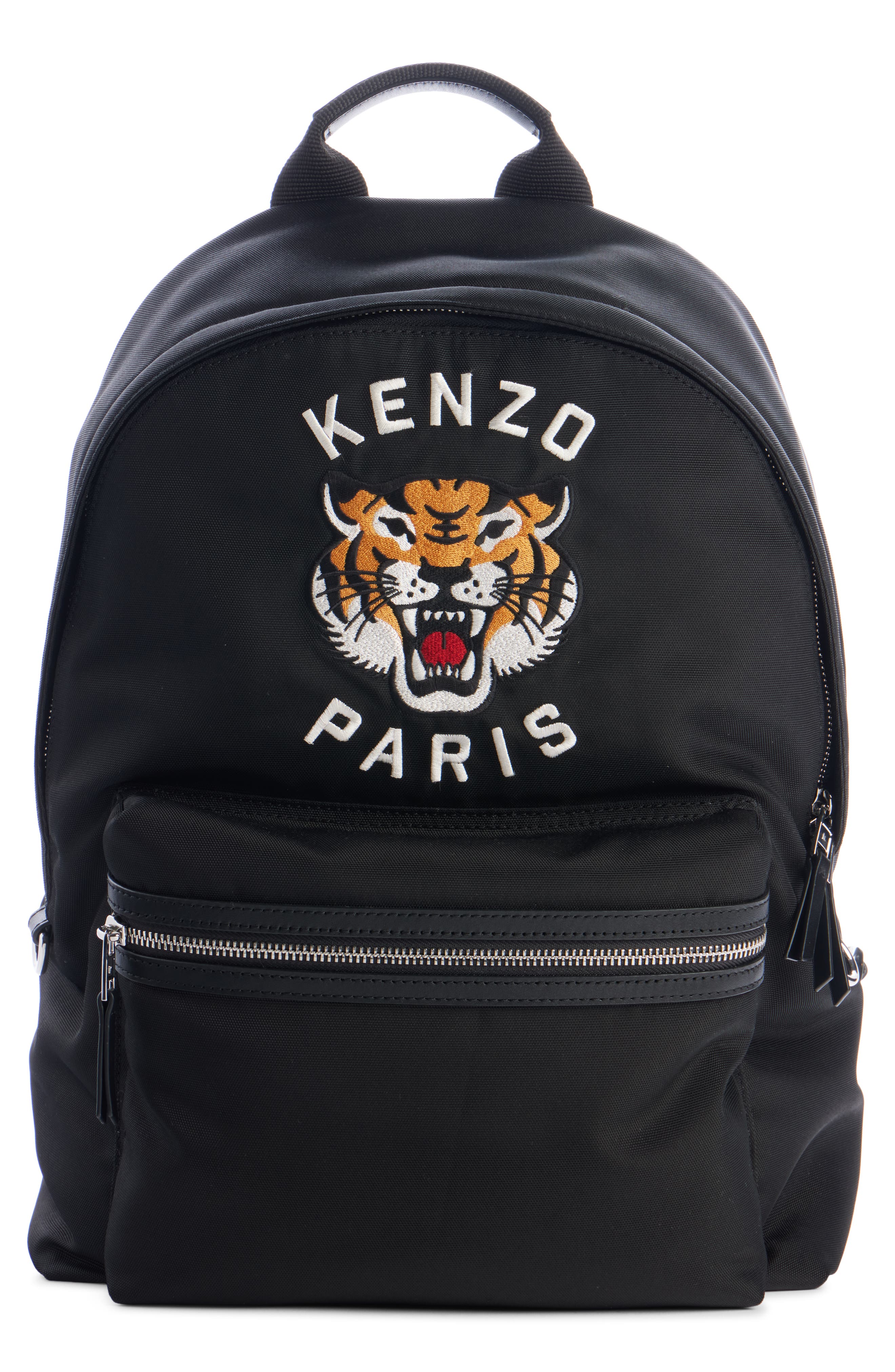 KENZO Embroidered Tiger Nylon Backpack, Main, color, 