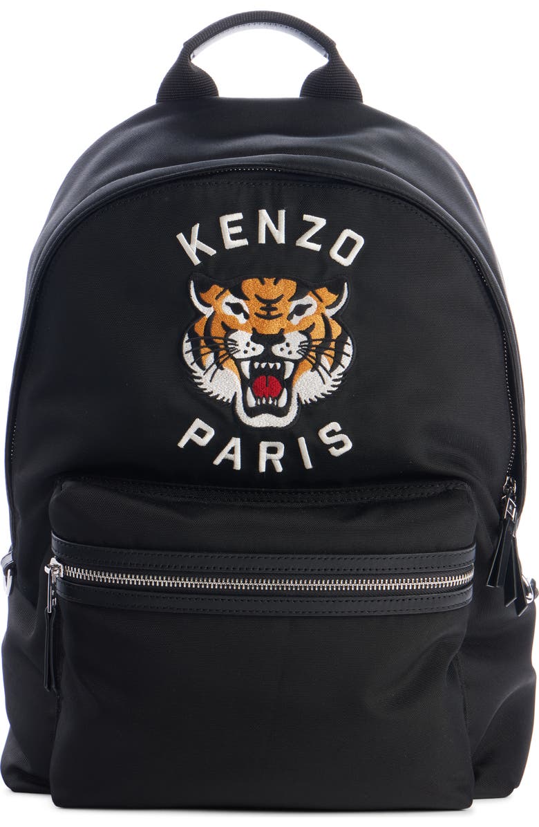 KENZO Embroidered Tiger Nylon Backpack, Main, color,