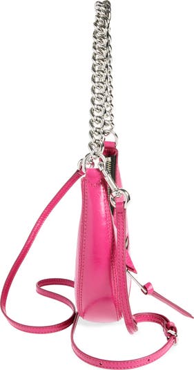 Mini Crescent Crinkle Leather Crossbody Bag