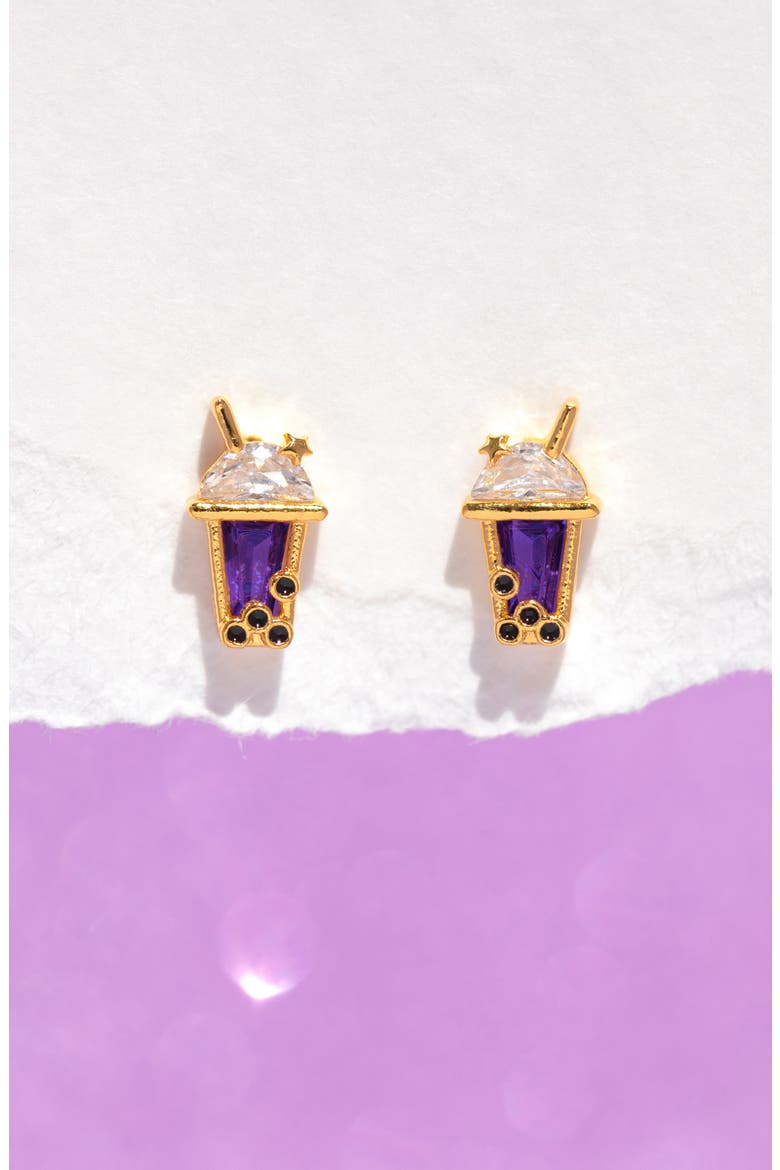It's Boba Time Stud Earrings, Alternate, color, GOLD