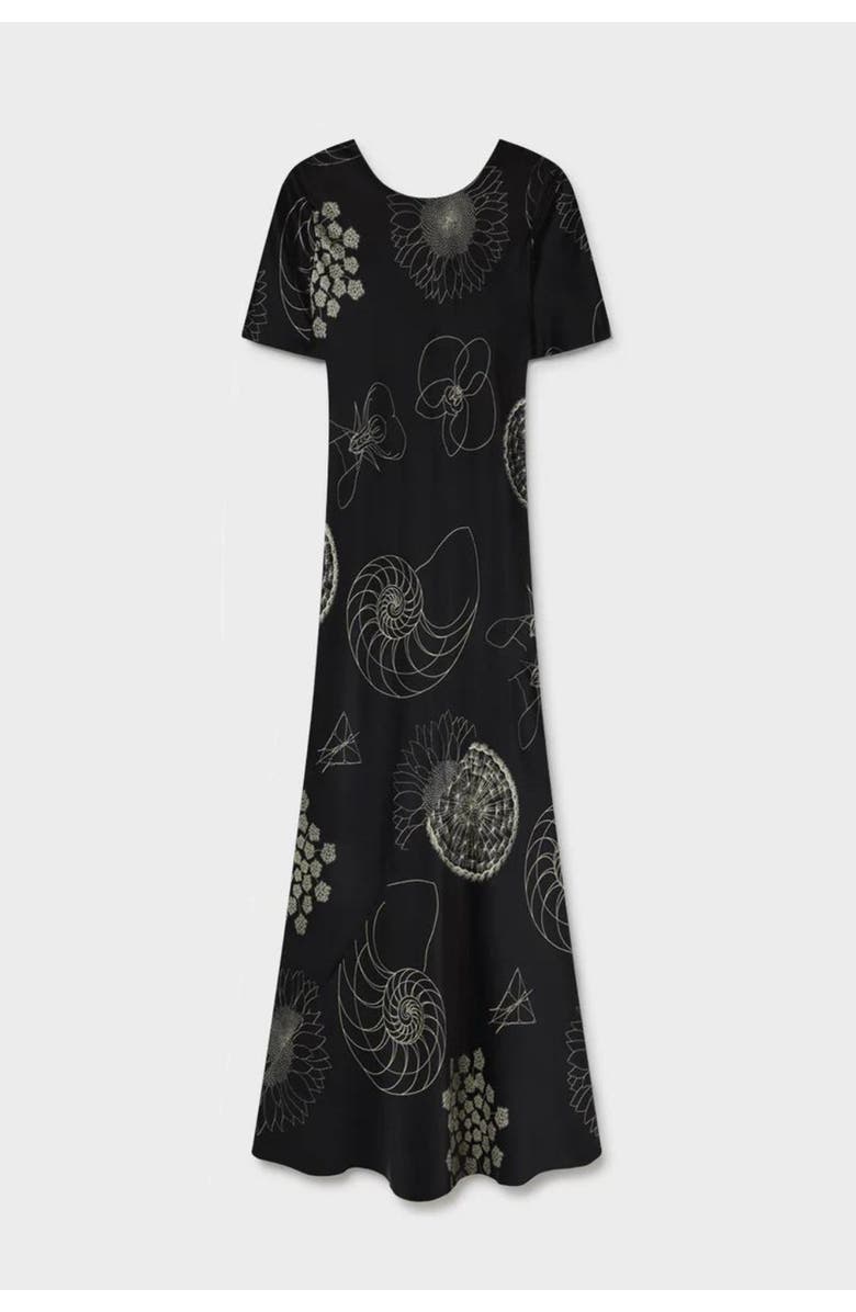 SILK LAUNDRY Short Sleeve Bias Dress, Main, color, Fibonacci Black