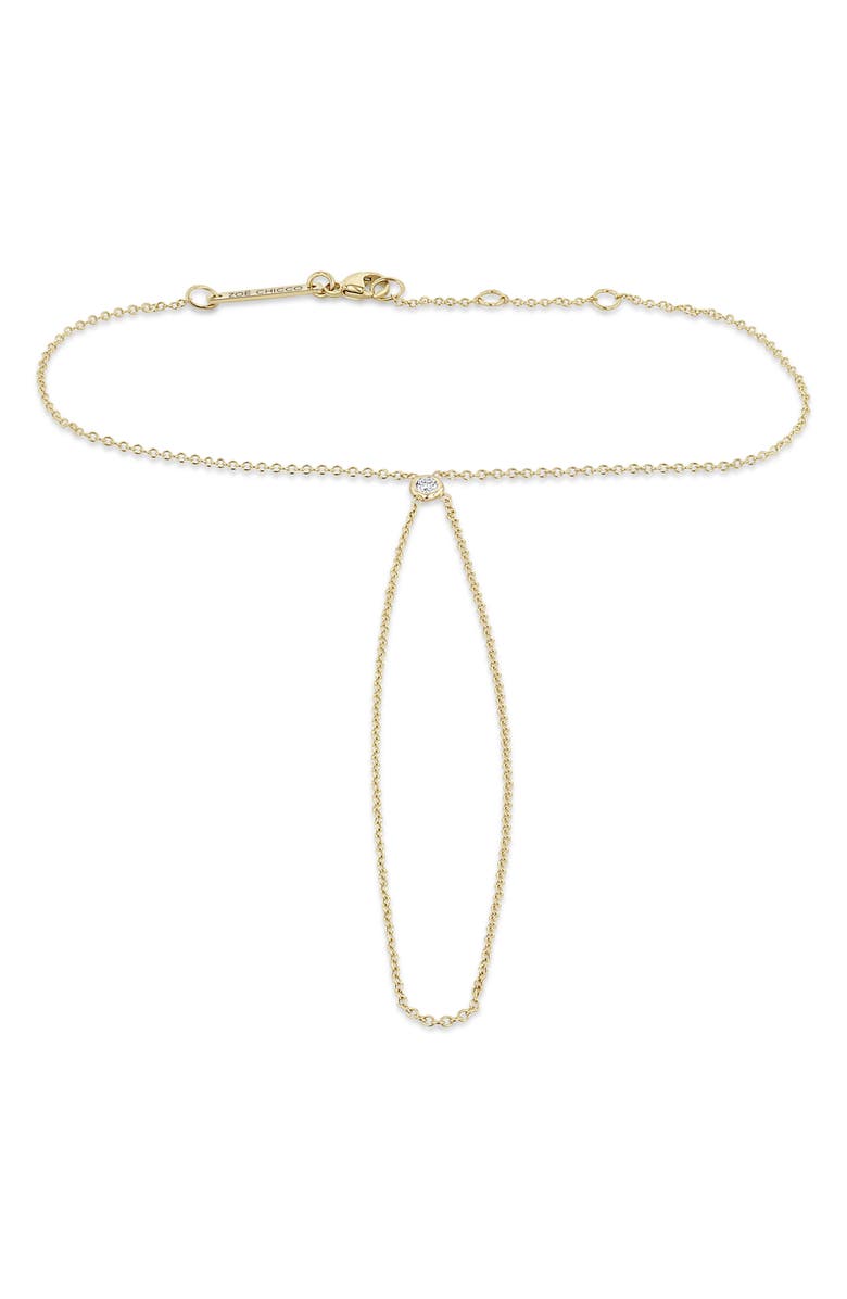 Zoë Chicco Floating Diamond Adjustable Hand Chain, Main, color, 14K Yellow Gold